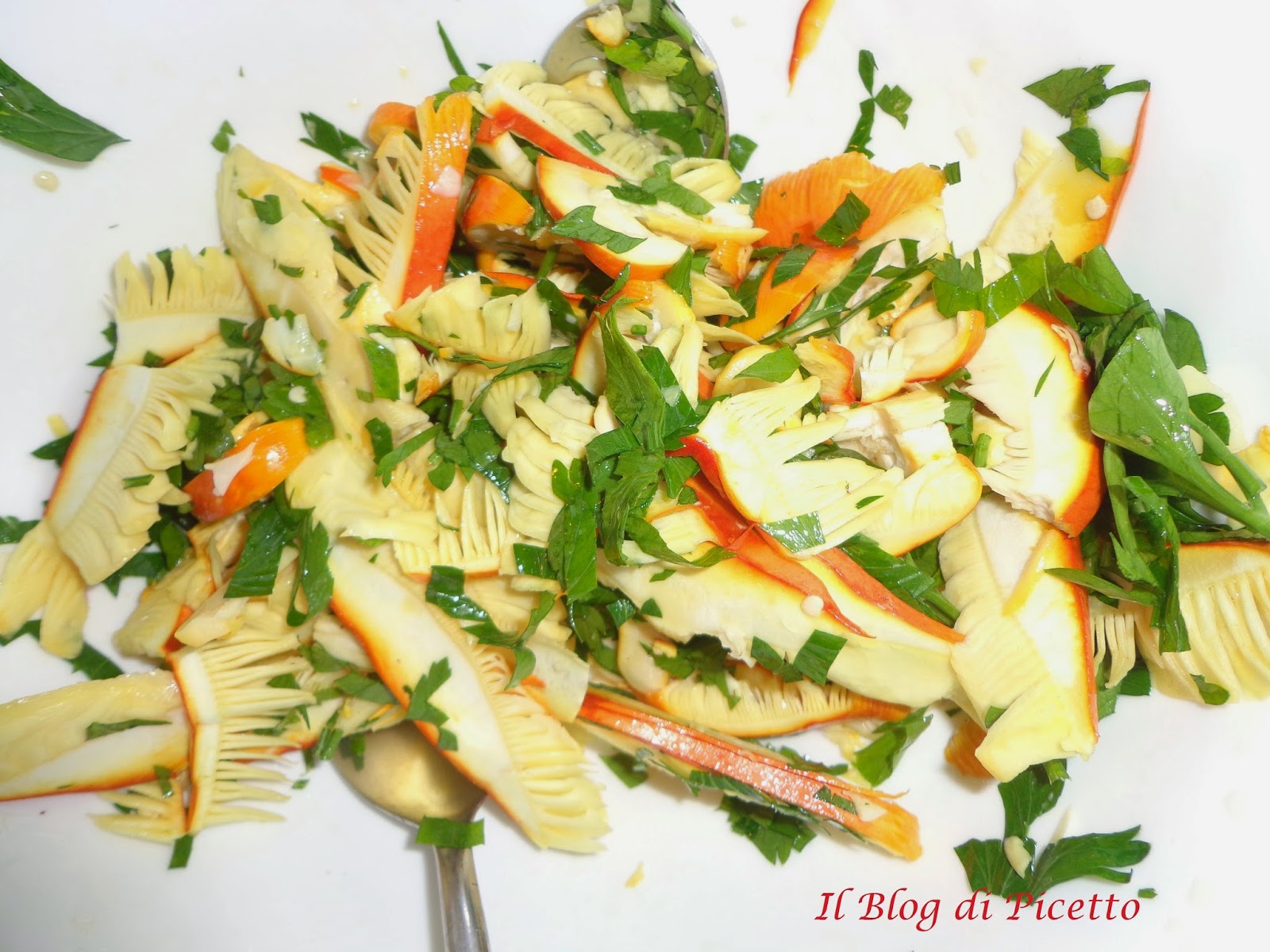 Funghi ovuli crudi in insalata detti anche carpaccio di ovuli