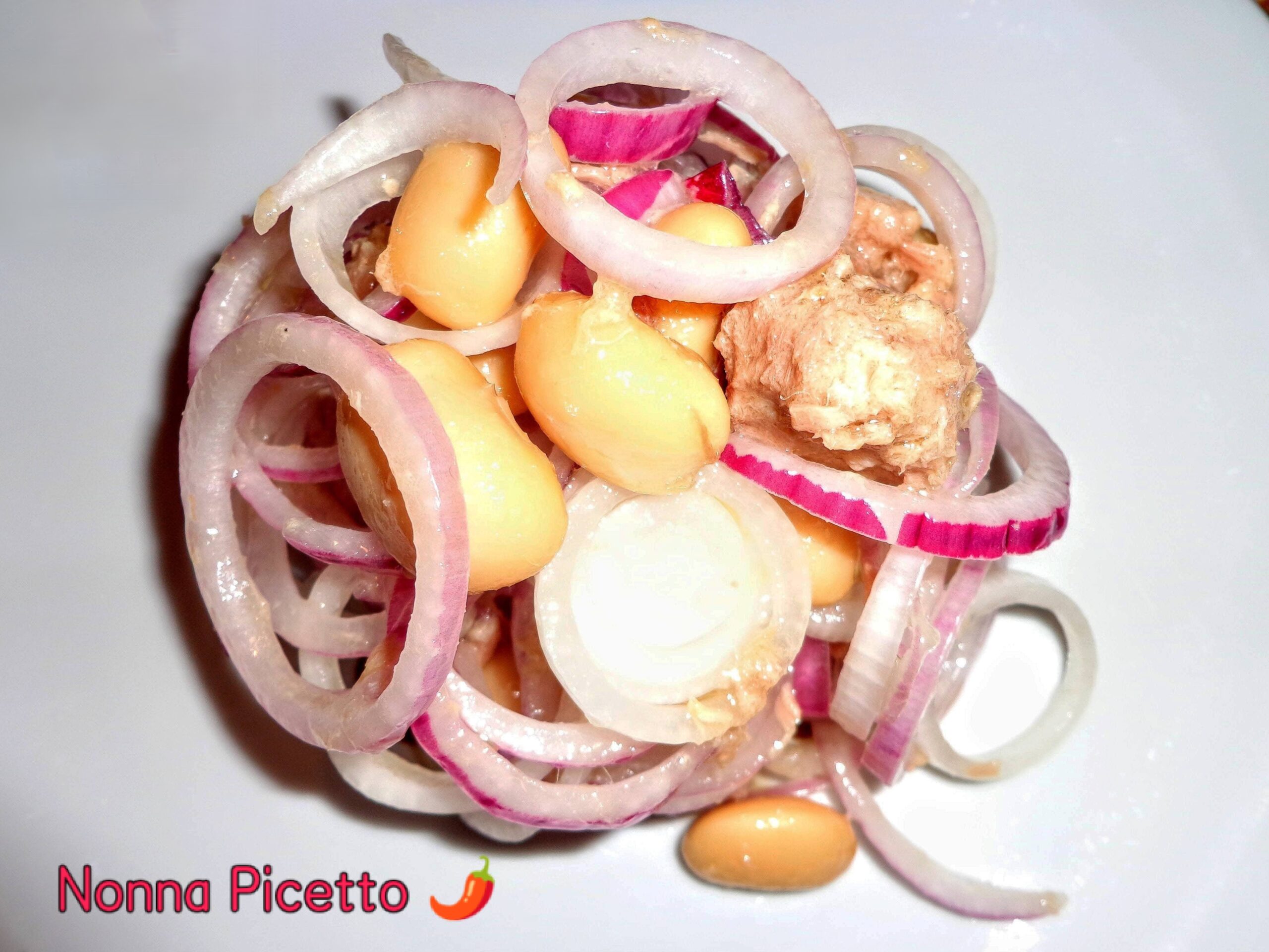 Insalata di cipolle di Tropea fagioli e tonno